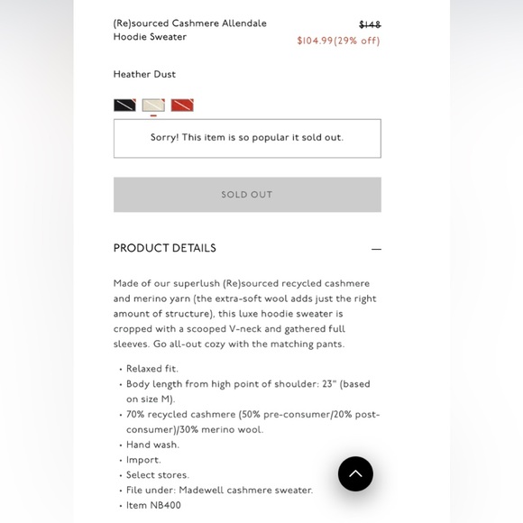 Madewell Allendale Cashmere Hoodie Sweater - Picture 11 of 11